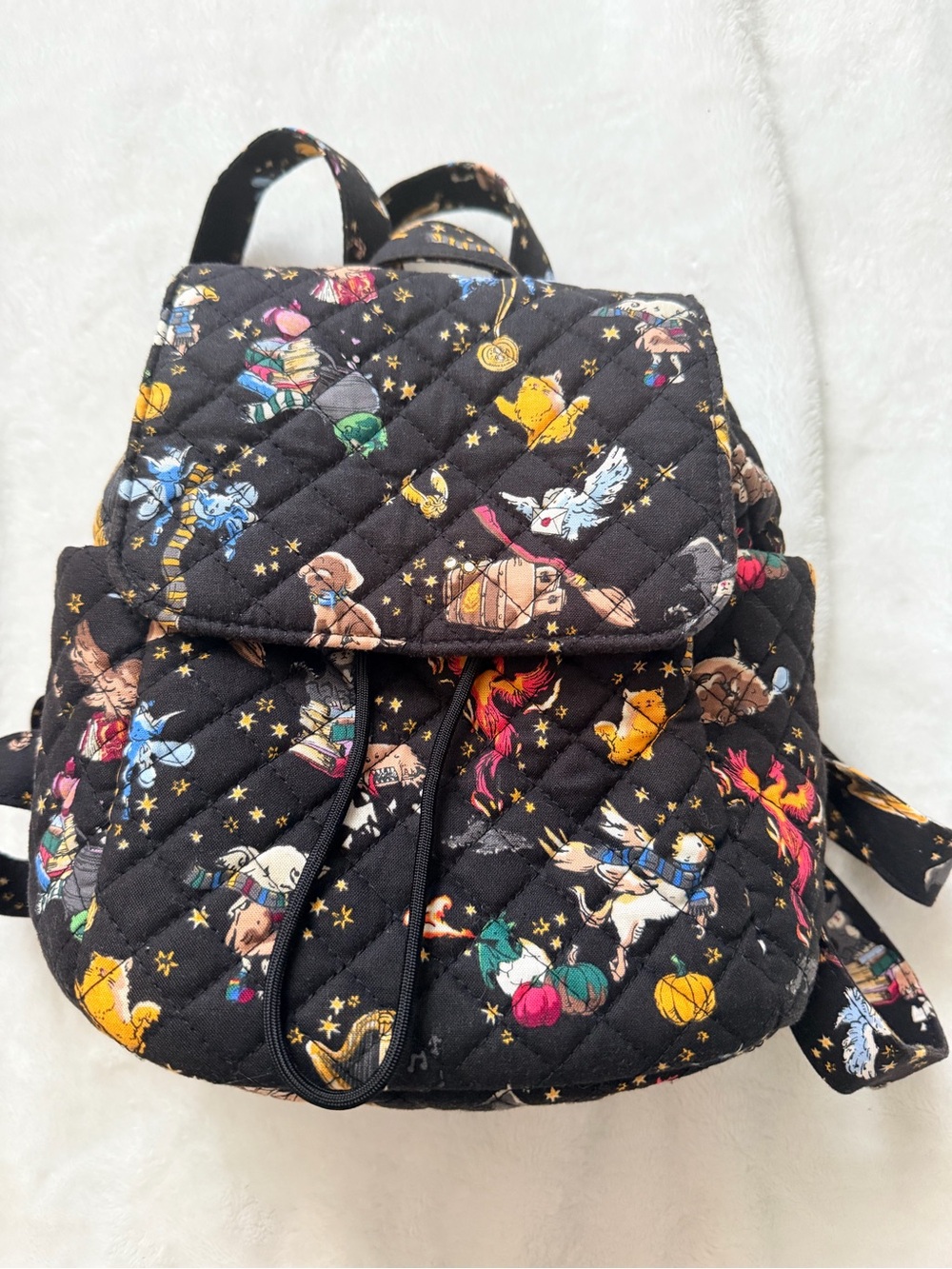 Vera Bradley Harry Potter Friends at Hogsworth Black Quilted Mini Backpack